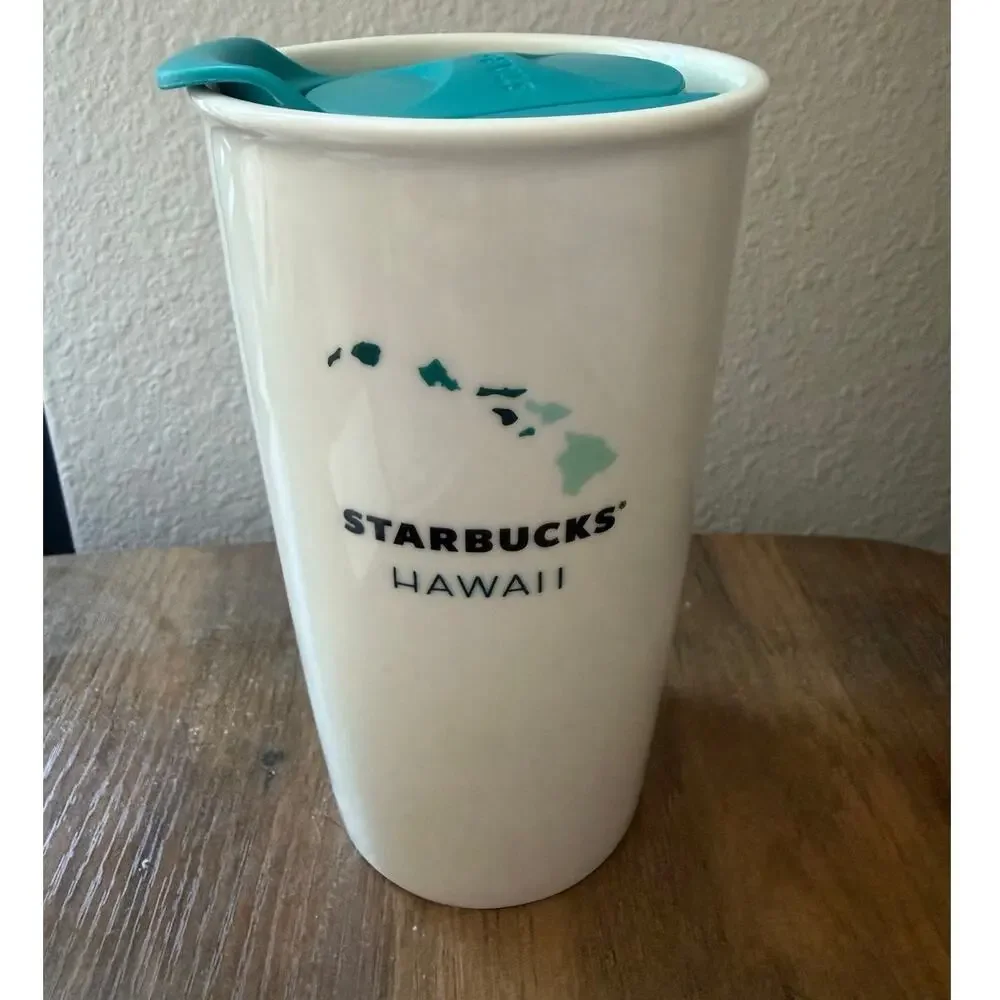 Starbucks 2014 Hawaii Islands Ceramic Travel Tumbler Mug Cup 12oz with Lid